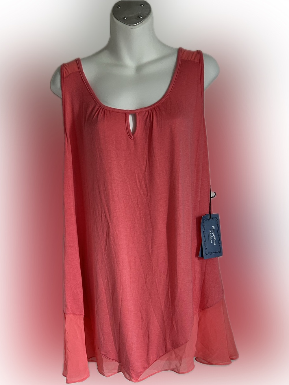 Vera Bradley Coral Sleeveless Keyhole Tunic